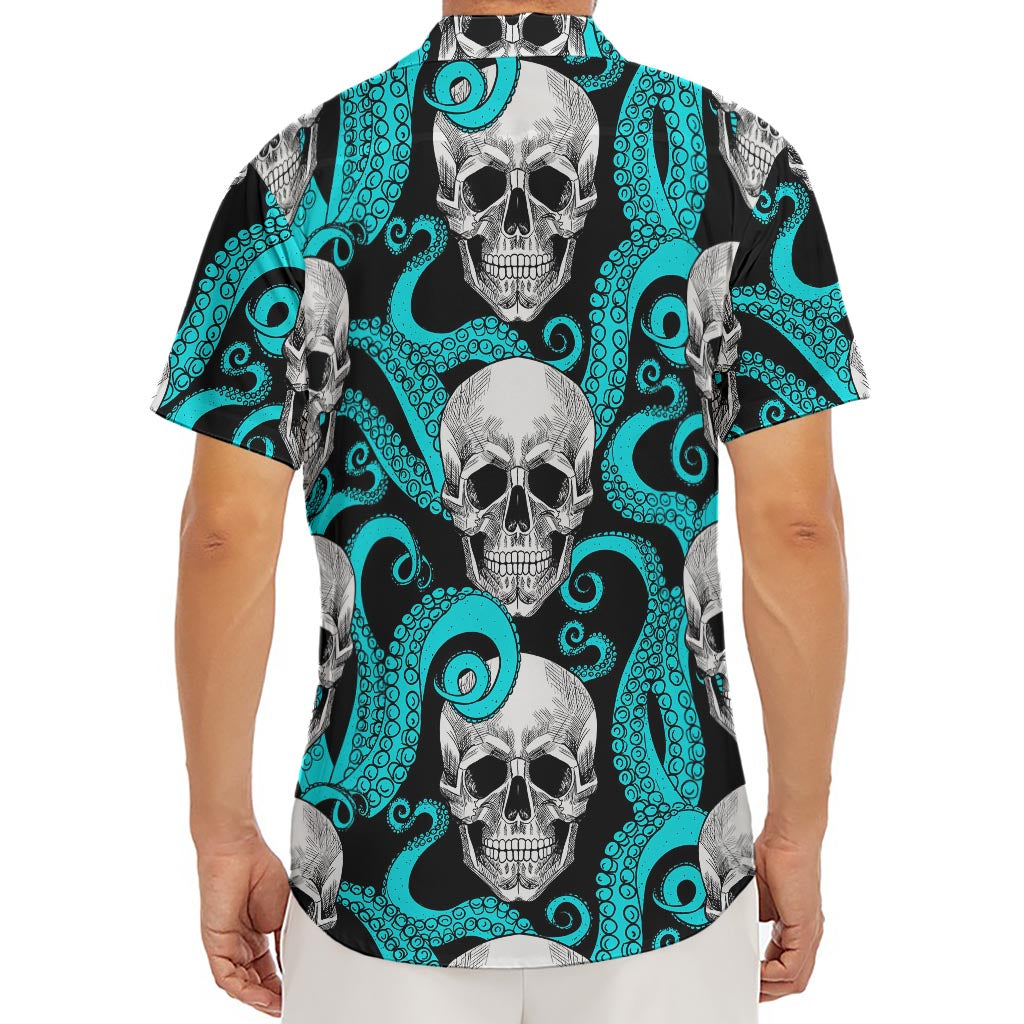 Octopus Tentacles Skull Pattern Print Men's Deep V-Neck Shirt