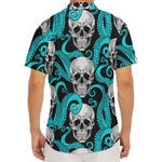 Octopus Tentacles Skull Pattern Print Men's Deep V-Neck Shirt