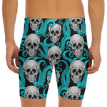 Octopus Tentacles Skull Pattern Print Men's Long Boxer Briefs