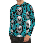 Octopus Tentacles Skull Pattern Print Men's Long Sleeve Rash Guard