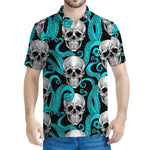 Octopus Tentacles Skull Pattern Print Men's Polo Shirt