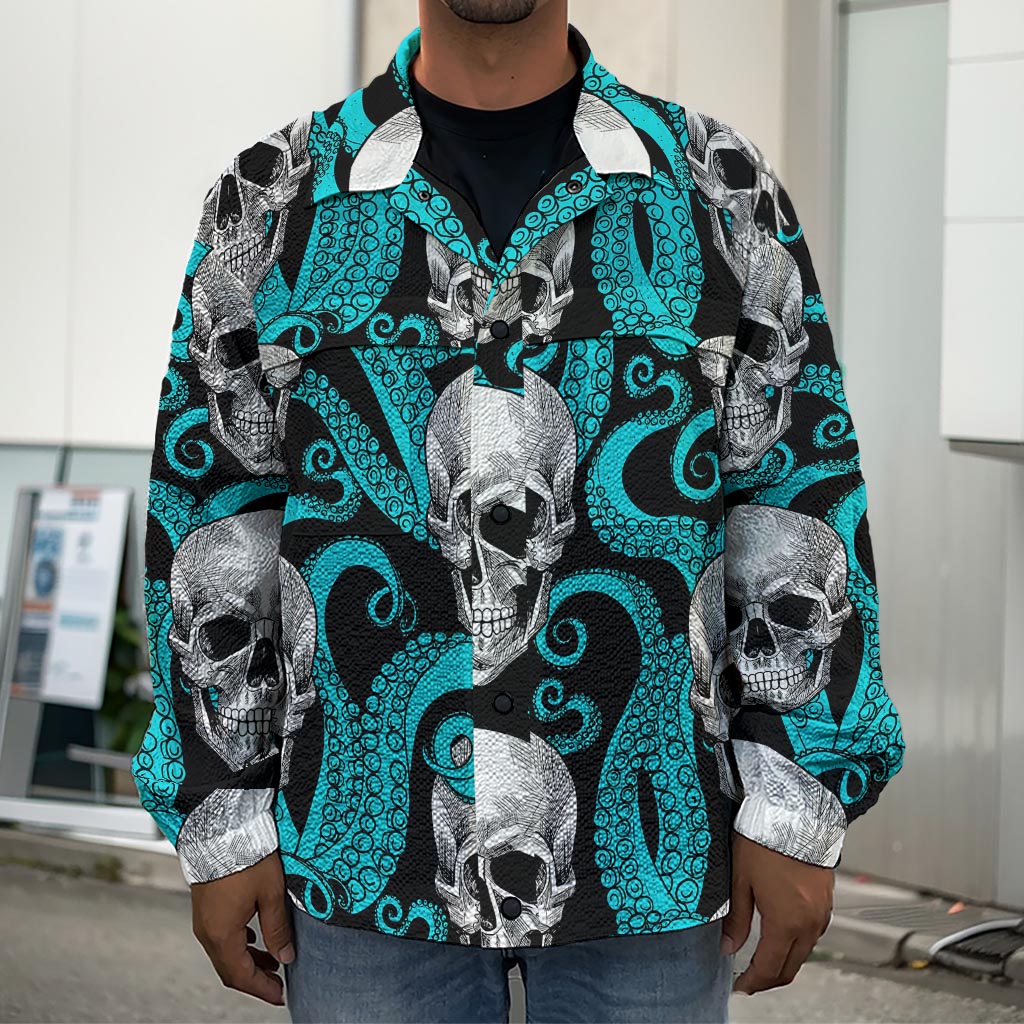 Octopus Tentacles Skull Pattern Print Men's Shirt Jacket