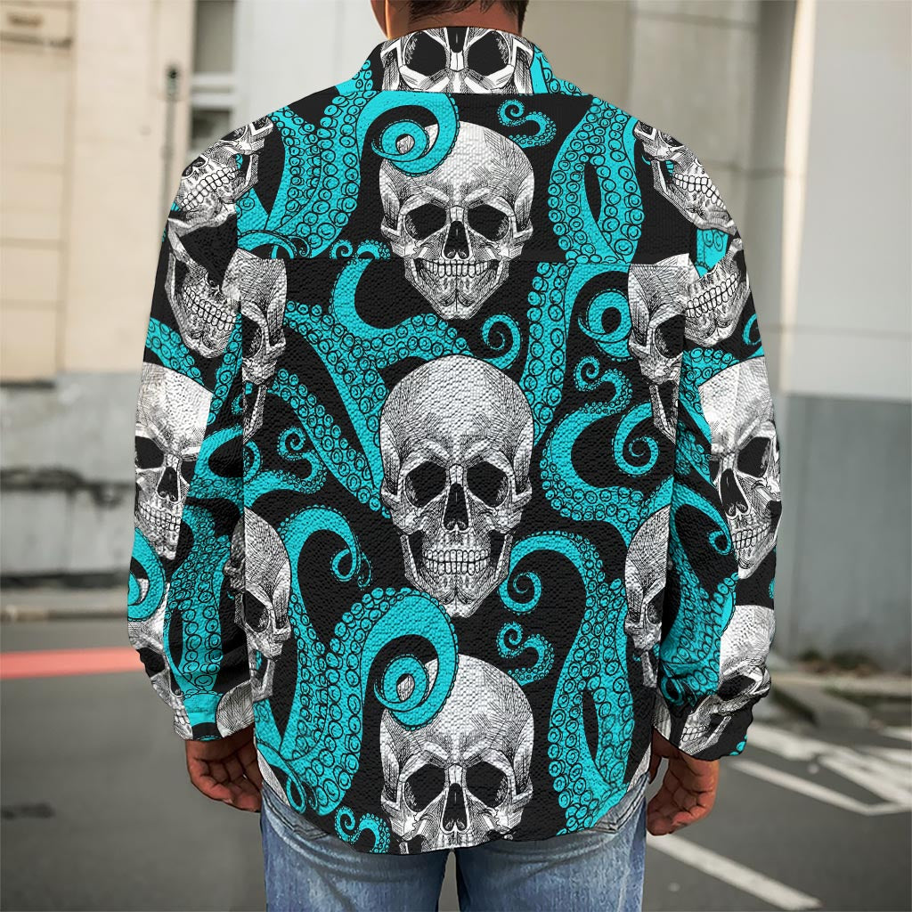 Octopus Tentacles Skull Pattern Print Men's Shirt Jacket