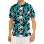 Octopus Tentacles Skull Pattern Print Men's Short Sleeve Rash Guard
