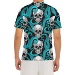 Octopus Tentacles Skull Pattern Print Men's Short Sleeve Rash Guard