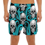 Octopus Tentacles Skull Pattern Print Men's Split Running Shorts