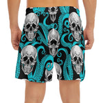 Octopus Tentacles Skull Pattern Print Men's Split Running Shorts