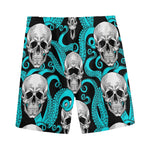 Octopus Tentacles Skull Pattern Print Men's Sports Shorts
