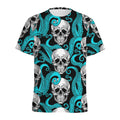 Octopus Tentacles Skull Pattern Print Men's Athletic T-Shirt