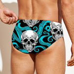 Octopus Tentacles Skull Pattern Print Men's Swim Briefs