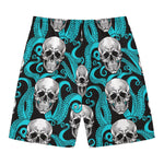 Octopus Tentacles Skull Pattern Print Men's Swim Trunks