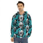 Octopus Tentacles Skull Pattern Print Men's Velvet Pullover Hoodie