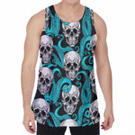 Octopus Tentacles Skull Pattern Print Men's Velvet Tank Top