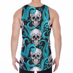 Octopus Tentacles Skull Pattern Print Men's Velvet Tank Top