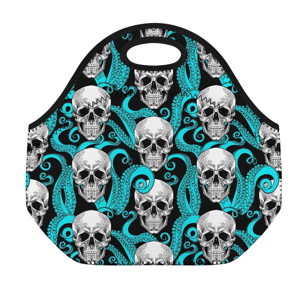 Octopus Tentacles Skull Pattern Print Neoprene Lunch Bag