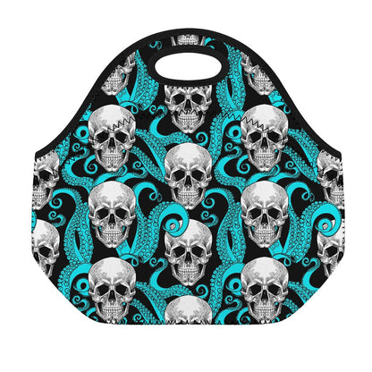Octopus Tentacles Skull Pattern Print Neoprene Lunch Bag