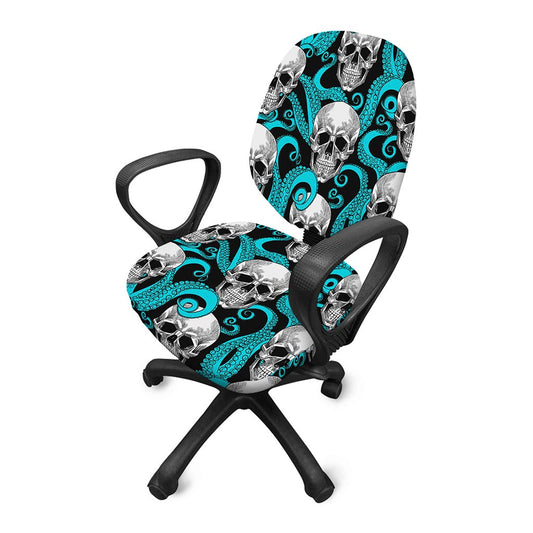 Octopus Tentacles Skull Pattern Print Office Chair Cover