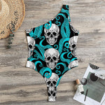 Octopus Tentacles Skull Pattern Print One Shoulder Bodysuit