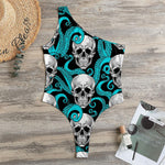 Octopus Tentacles Skull Pattern Print One Shoulder Bodysuit