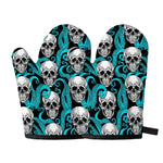 Octopus Tentacles Skull Pattern Print Oven Mitts