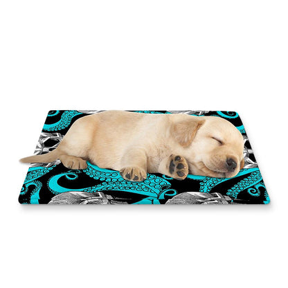Octopus Tentacles Skull Pattern Print Pet Cooling Mat Cover