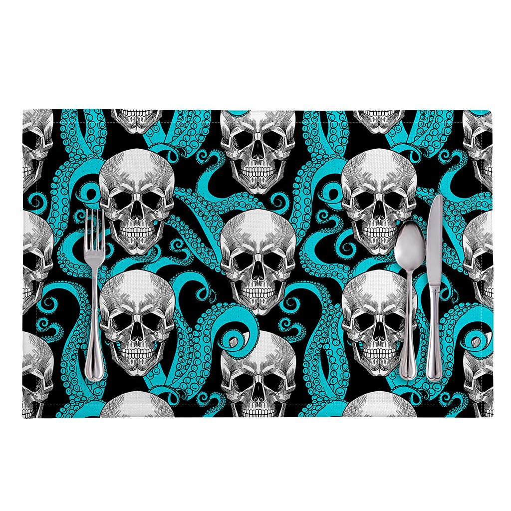 Octopus Tentacles Skull Pattern Print Placemat