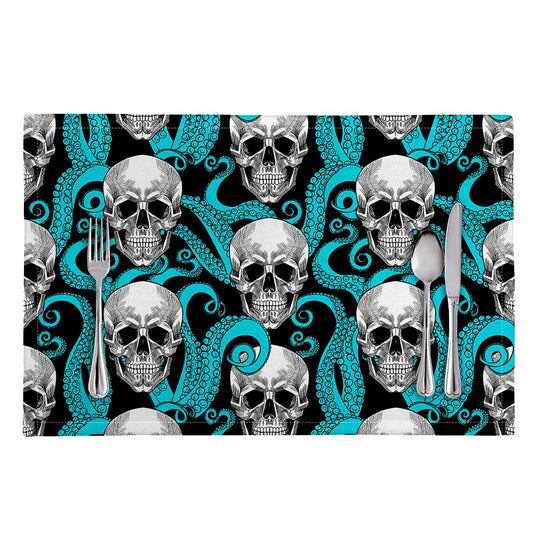 Octopus Tentacles Skull Pattern Print Placemat
