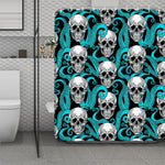 Octopus Tentacles Skull Pattern Print Polyester Shower Curtain