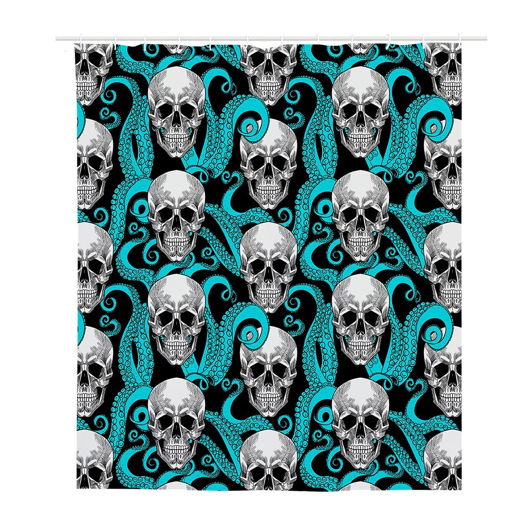 Octopus Tentacles Skull Pattern Print Polyester Shower Curtain