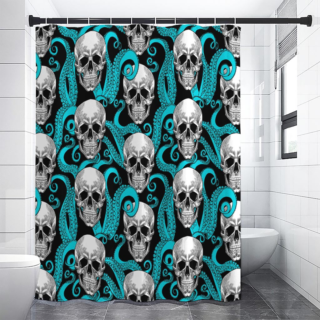 Octopus Tentacles Skull Pattern Print Premium Shower Curtain