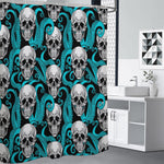 Octopus Tentacles Skull Pattern Print Premium Shower Curtain