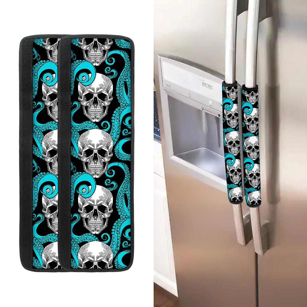 Octopus Tentacles Skull Pattern Print Refrigerator Handle Covers