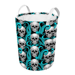 Octopus Tentacles Skull Pattern Print Round Laundry Basket