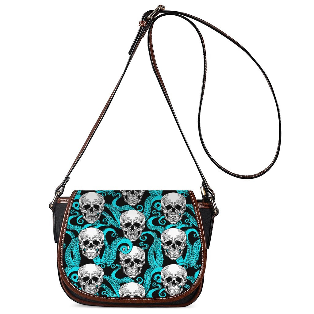 Octopus Tentacles Skull Pattern Print Saddle Bag