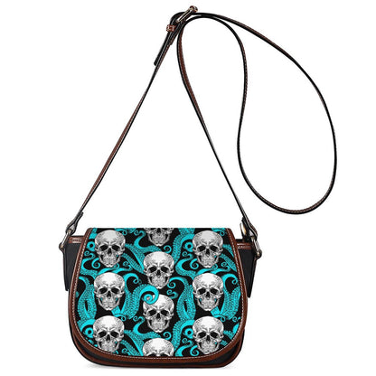 Octopus Tentacles Skull Pattern Print Saddle Bag