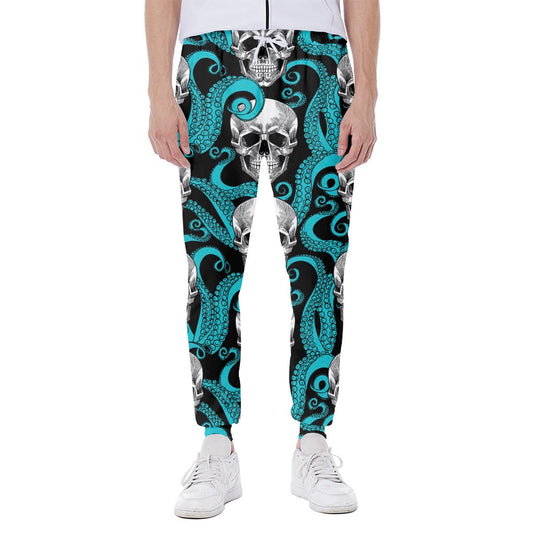 Octopus Tentacles Skull Pattern Print Scuba Joggers