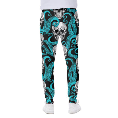Octopus Tentacles Skull Pattern Print Scuba Joggers