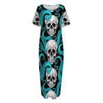 Octopus Tentacles Skull Pattern Print Short Sleeve Long Nightdress