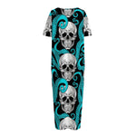 Octopus Tentacles Skull Pattern Print Short Sleeve Long Nightdress