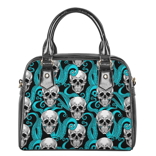 Octopus Tentacles Skull Pattern Print Shoulder Handbag