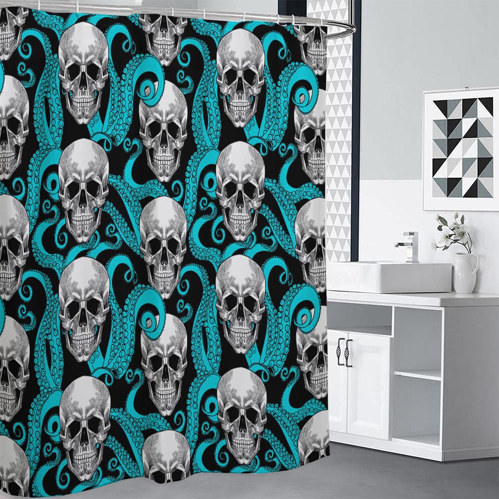 Octopus Tentacles Skull Pattern Print Shower Curtain