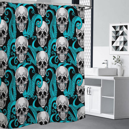 Octopus Tentacles Skull Pattern Print Shower Curtain