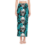 Octopus Tentacles Skull Pattern Print Side Slit Maxi Skirt