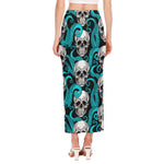Octopus Tentacles Skull Pattern Print Side Slit Maxi Skirt