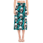 Octopus Tentacles Skull Pattern Print Side Slit Midi Skirt