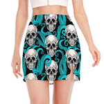 Octopus Tentacles Skull Pattern Print Side Slit Mini Skirt