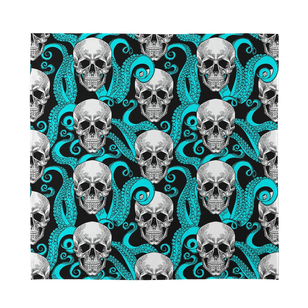 Octopus Tentacles Skull Pattern Print Silk Bandana