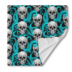 Octopus Tentacles Skull Pattern Print Silk Bandana