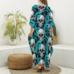 Octopus Tentacles Skull Pattern Print Silk V-Neck Kaftan Dress