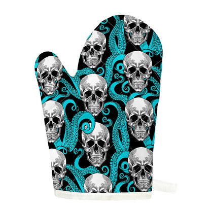 Octopus Tentacles Skull Pattern Print Single Oven Mitt